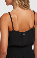 Thin Strap Buttoned Romper Black Out