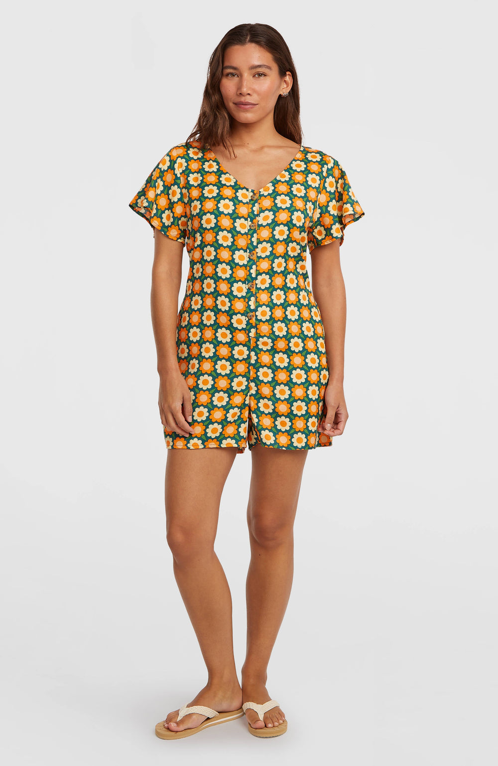 O'Riginals Playsuit Green Retro Flower
