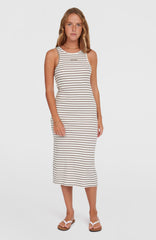 Jess Midi Rib Dress White Yarn Dye Stripe