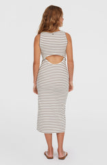 Jess Midi Rib Dress White Yarn Dye Stripe