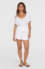 Johnny Smocked Waist Shorts Snow White