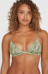 Seaside Tri Bikini Top Green Textured Jungle