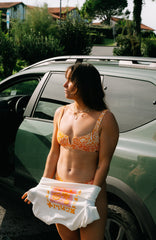 Women Of The Wave Popoyo Matira Bikini Set Orange Abstract Wave