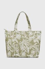 Coastal Print Tote Bag Green Textured Jungle
