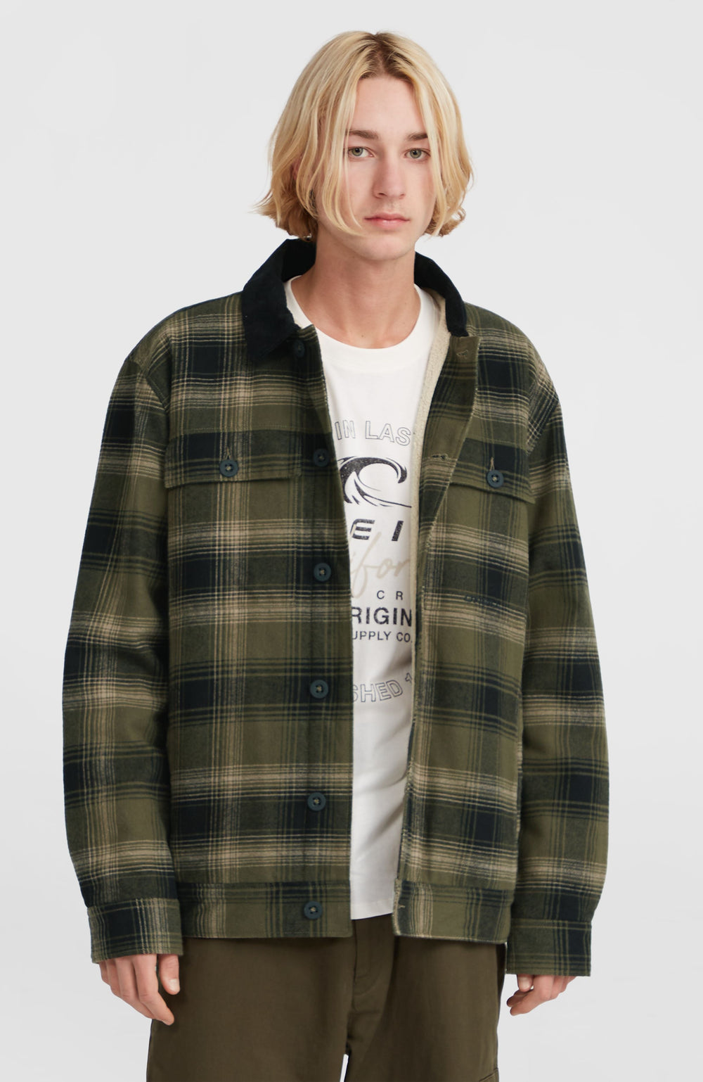 Fleece-Lined Jacket Green Check Small