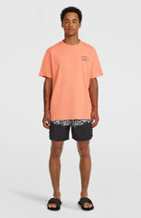 Melange Chest Print T-Shirt Funky Peach