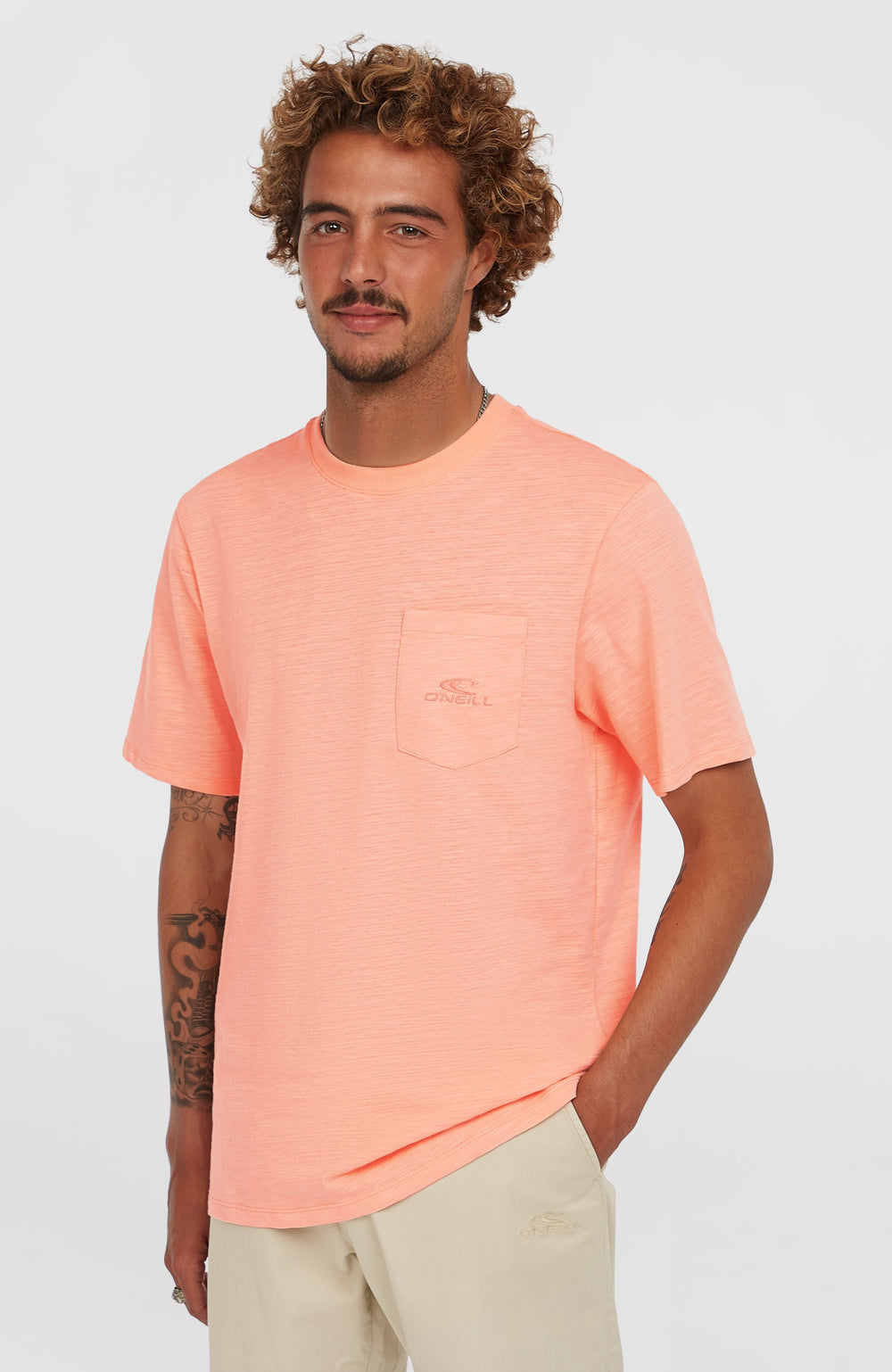 Slub Chest Pocket T-Shirt Coral Pop