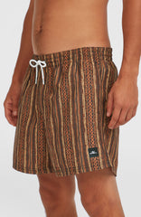 Cali Print 15'' Swim Shorts Orange Pressed Lines