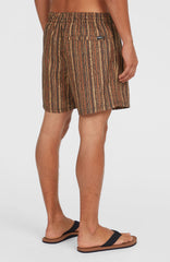 Cali Print 15'' Swim Shorts Orange Pressed Lines