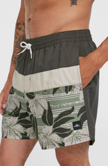 Cali Block 15'' Swim Shorts Green Dusty Flower
