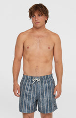 Cali Print 15'' Swim Shorts Blue Pressed Lines
