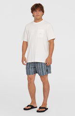 Cali Print 15'' Swim Shorts Blue Pressed Lines