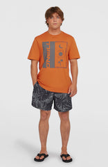 Cali Floral 16'' Swim Shorts Black Dipped Leaves