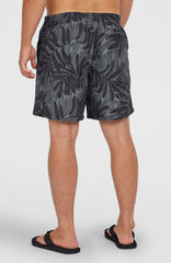 Cali Floral 16'' Swim Shorts Black Dipped Leaves
