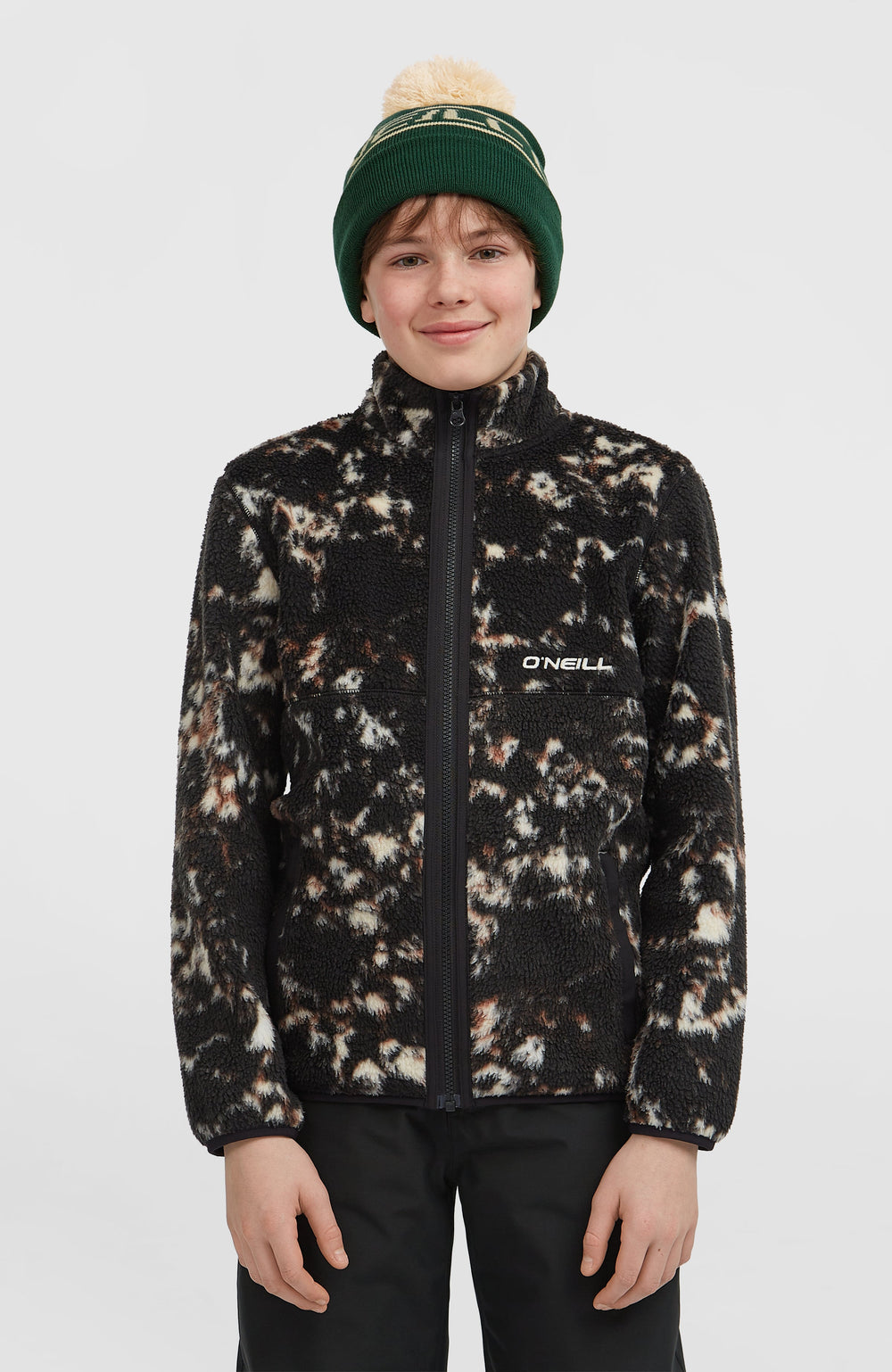 High-Pile Full-Zip Fleece Black/Beige Quarry