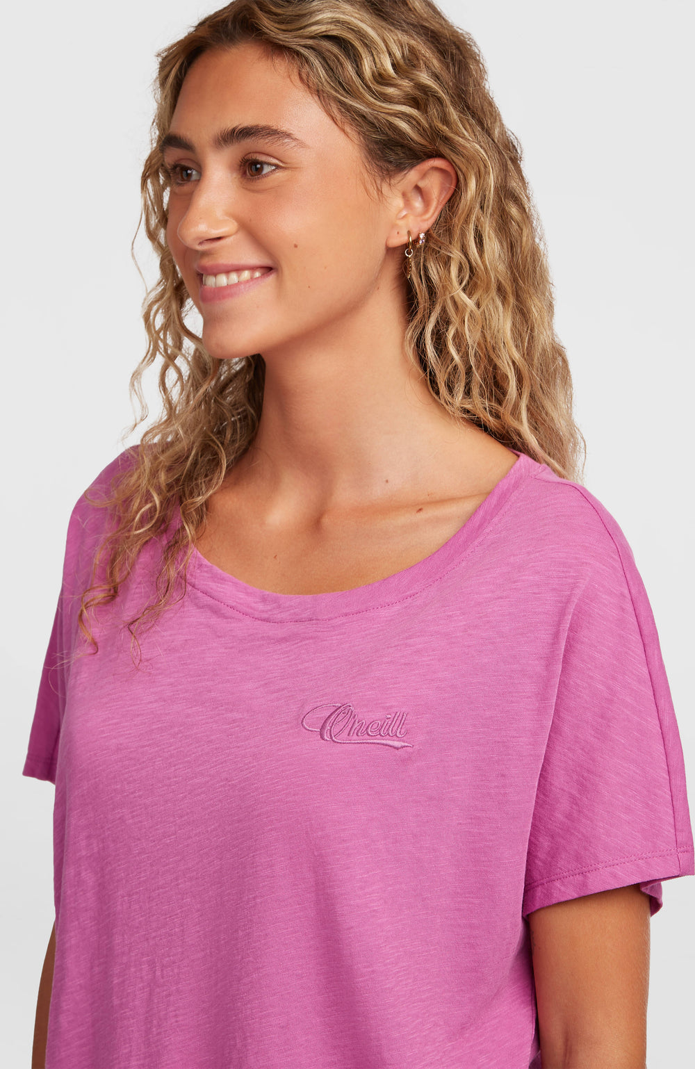 Essentials O'Neill Script Scoop Neck T-Shirt Electric Fuschia