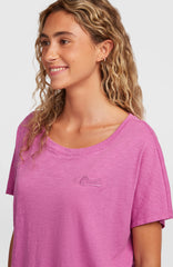 Essentials O'Neill Script Scoop Neck T-Shirt Electric Fuschia