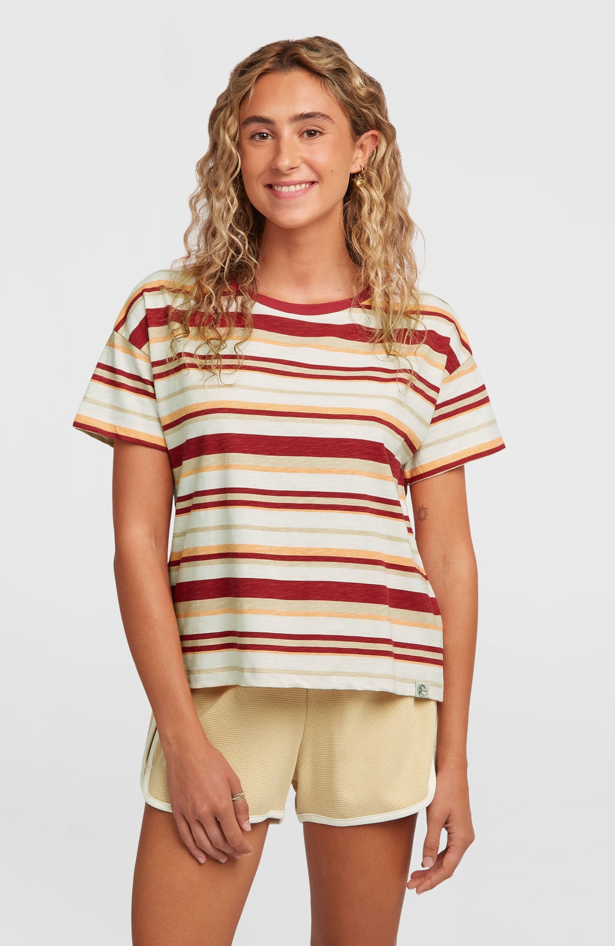 O'Riginals Boxy Stripe T-Shirt Beige Originals tee stripe