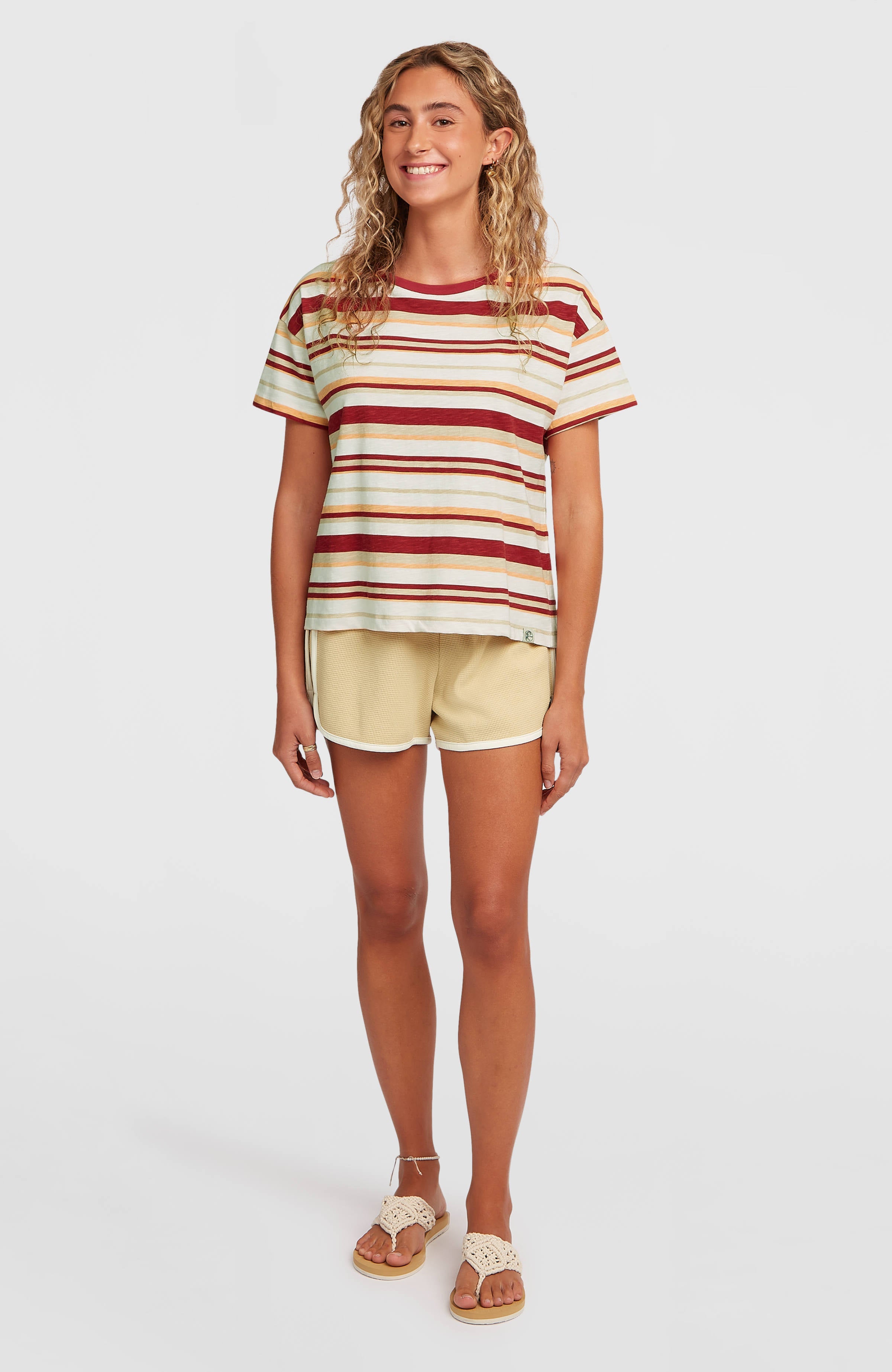 O'Riginals Boxy Stripe T-Shirt Beige Originals tee stripe