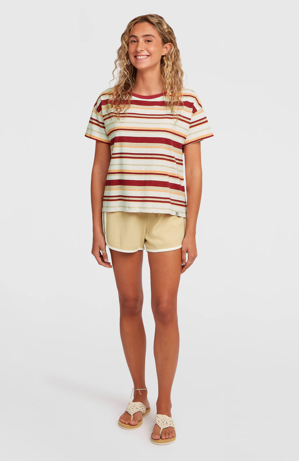 O'Riginals Boxy Stripe T-Shirt Beige Originals tee stripe