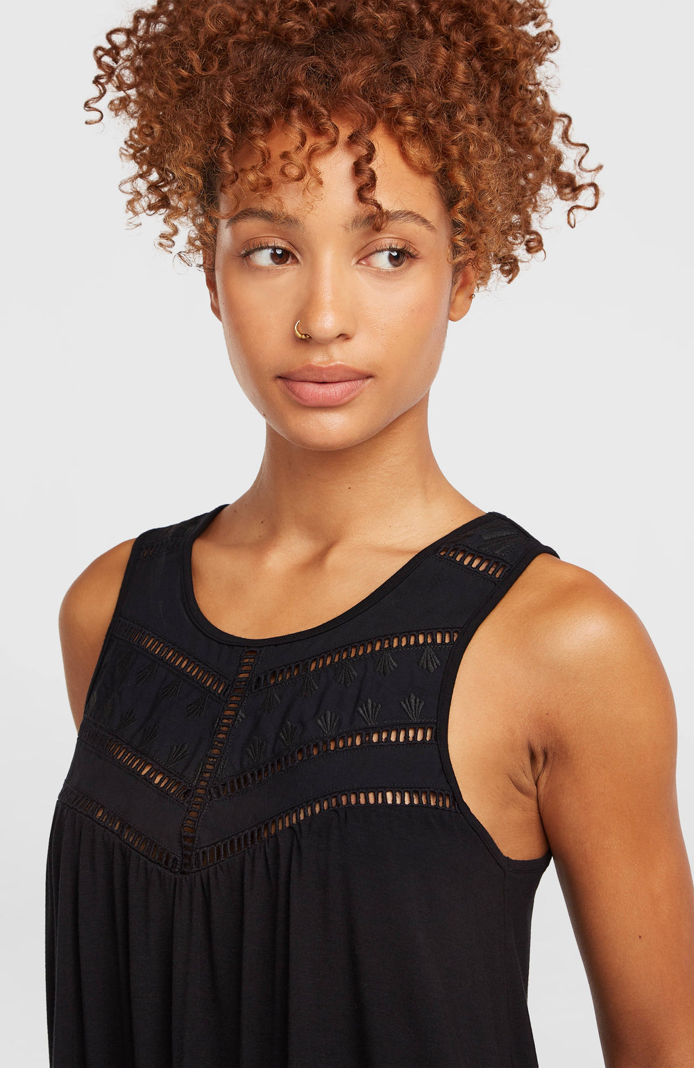 Essentials Tokeena Embroidery Tank Black Out