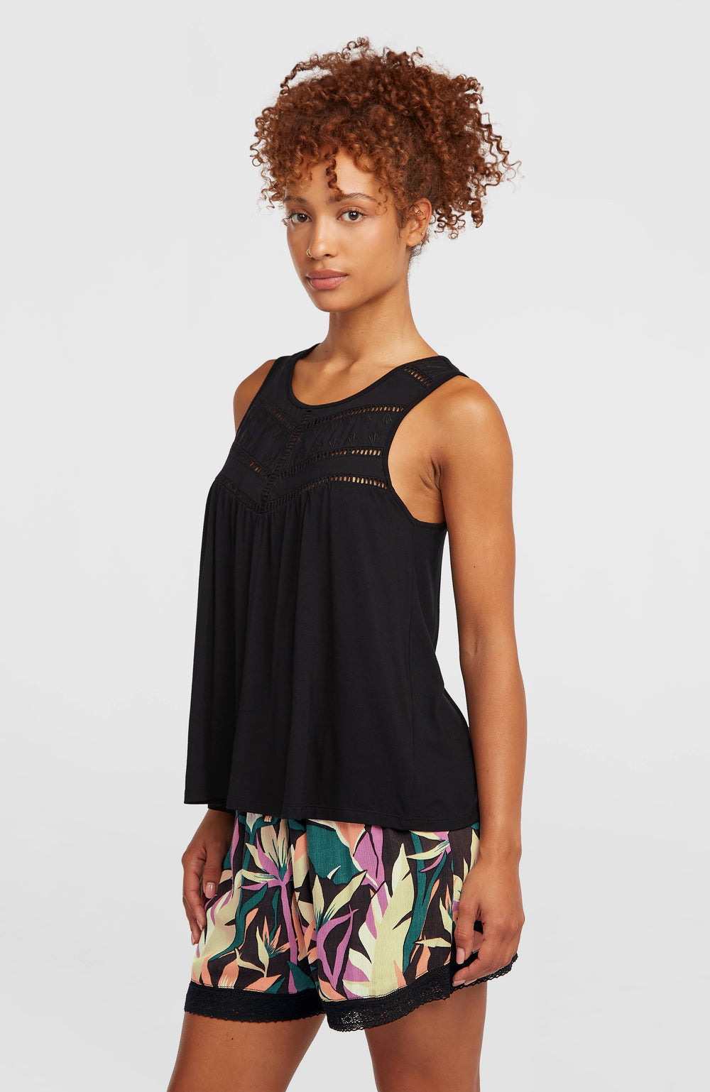 Essentials Tokeena Embroidery Tank Black Out