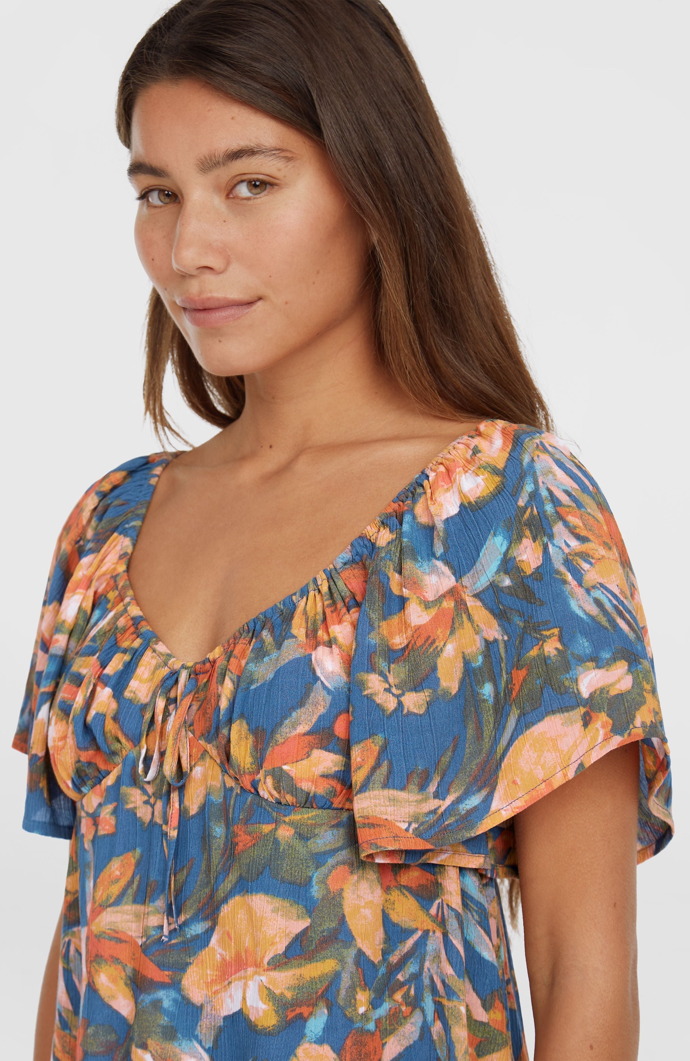 Huges Woven Top Blue Painted Tropics