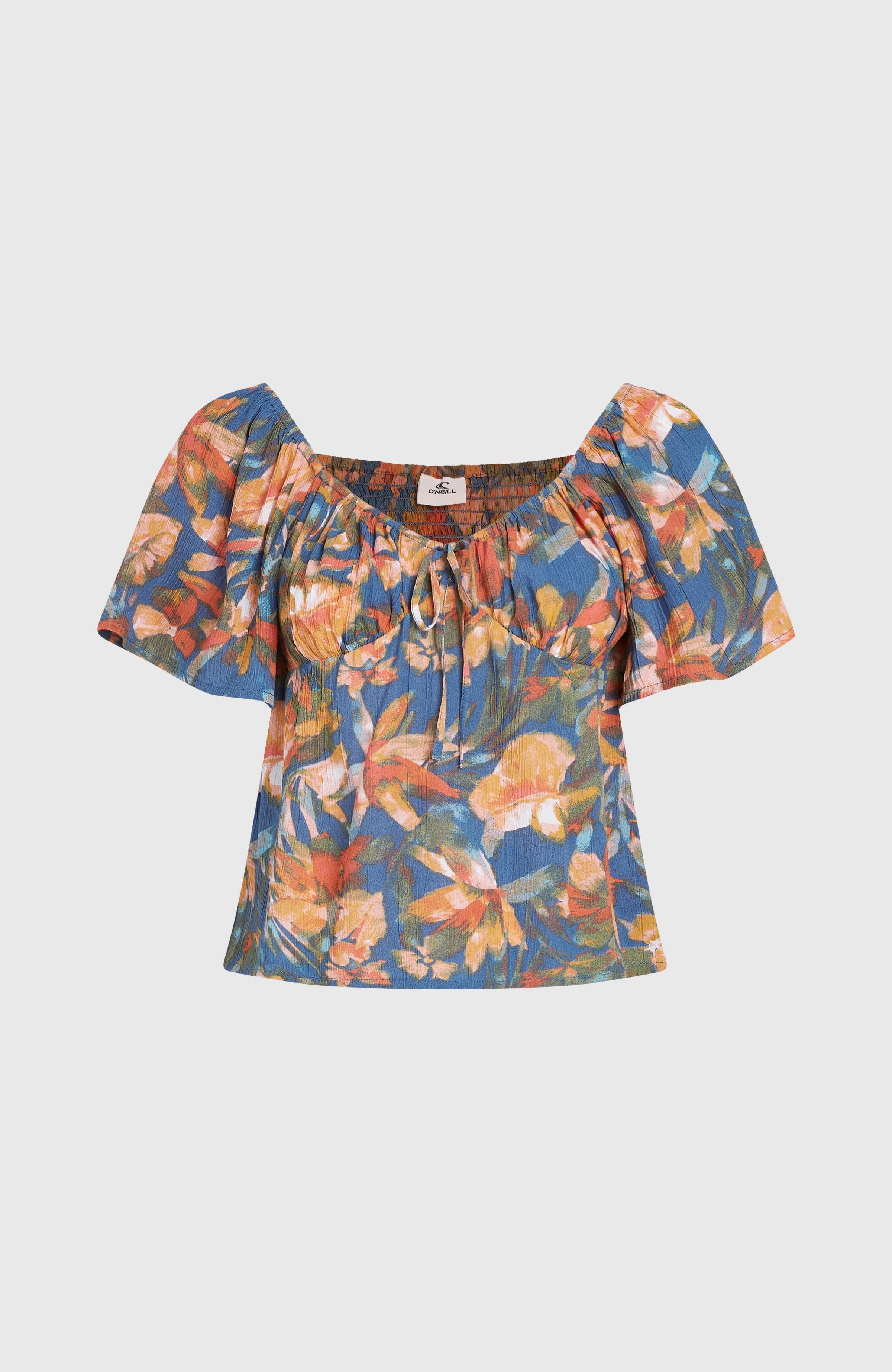Huges Woven Top Blue Painted Tropics