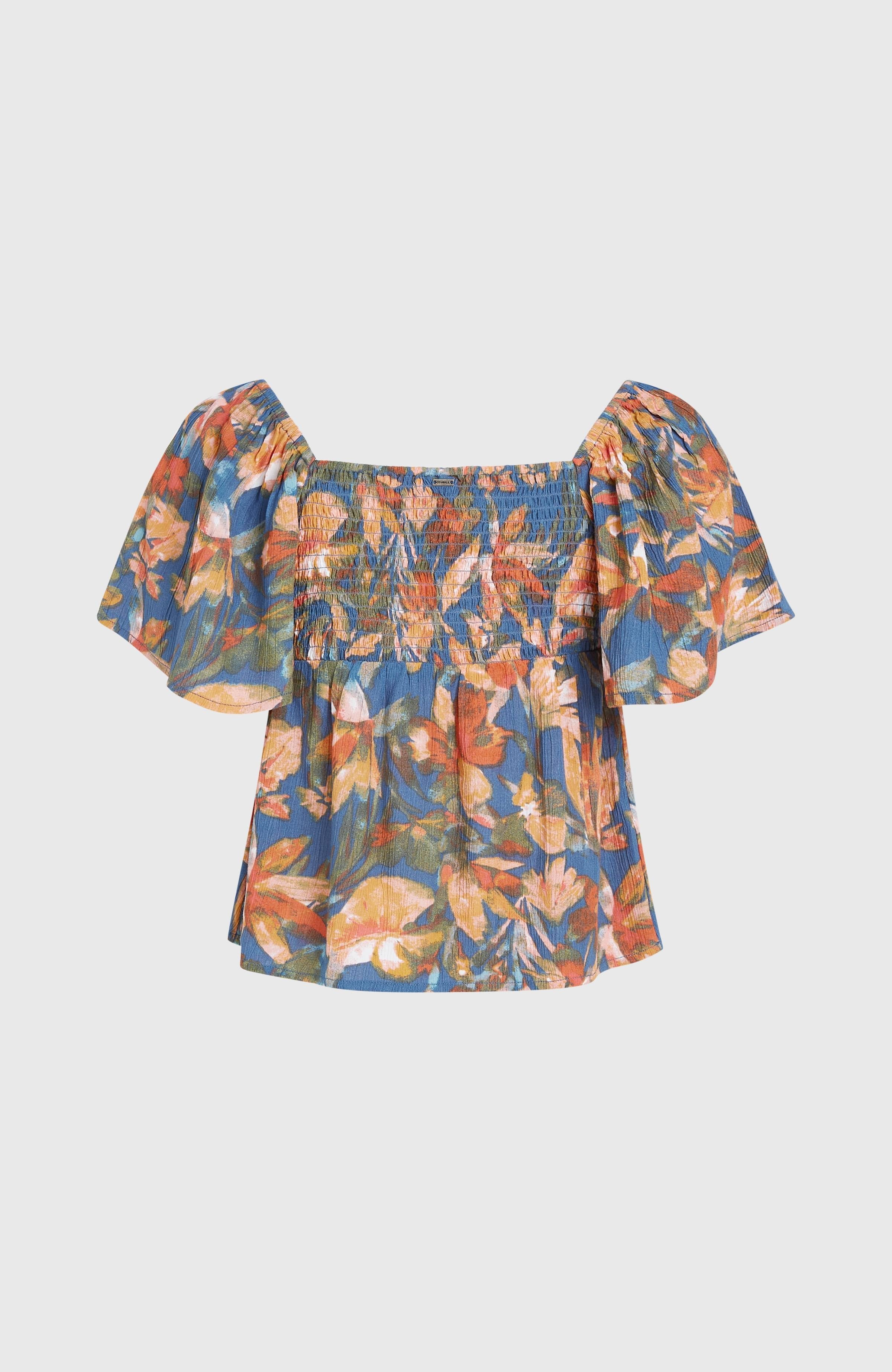 Huges Woven Top Blue Painted Tropics
