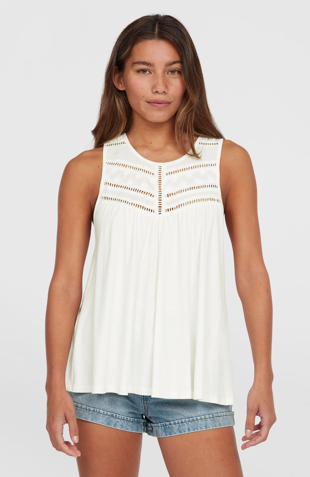 Essentials Tokeena Embroidery Tank Snow White