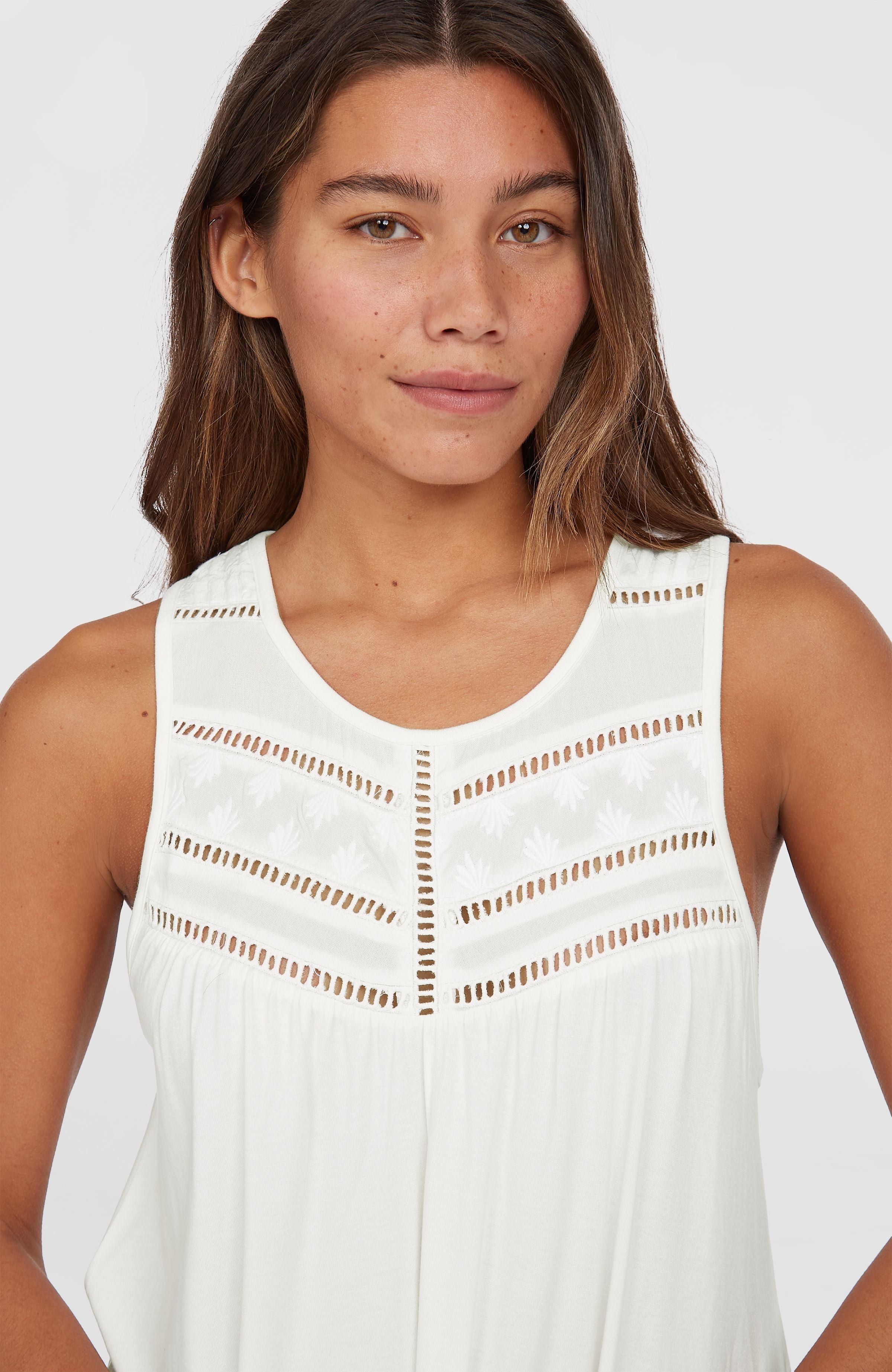 Essentials Tokeena Embroidery Tank Snow White