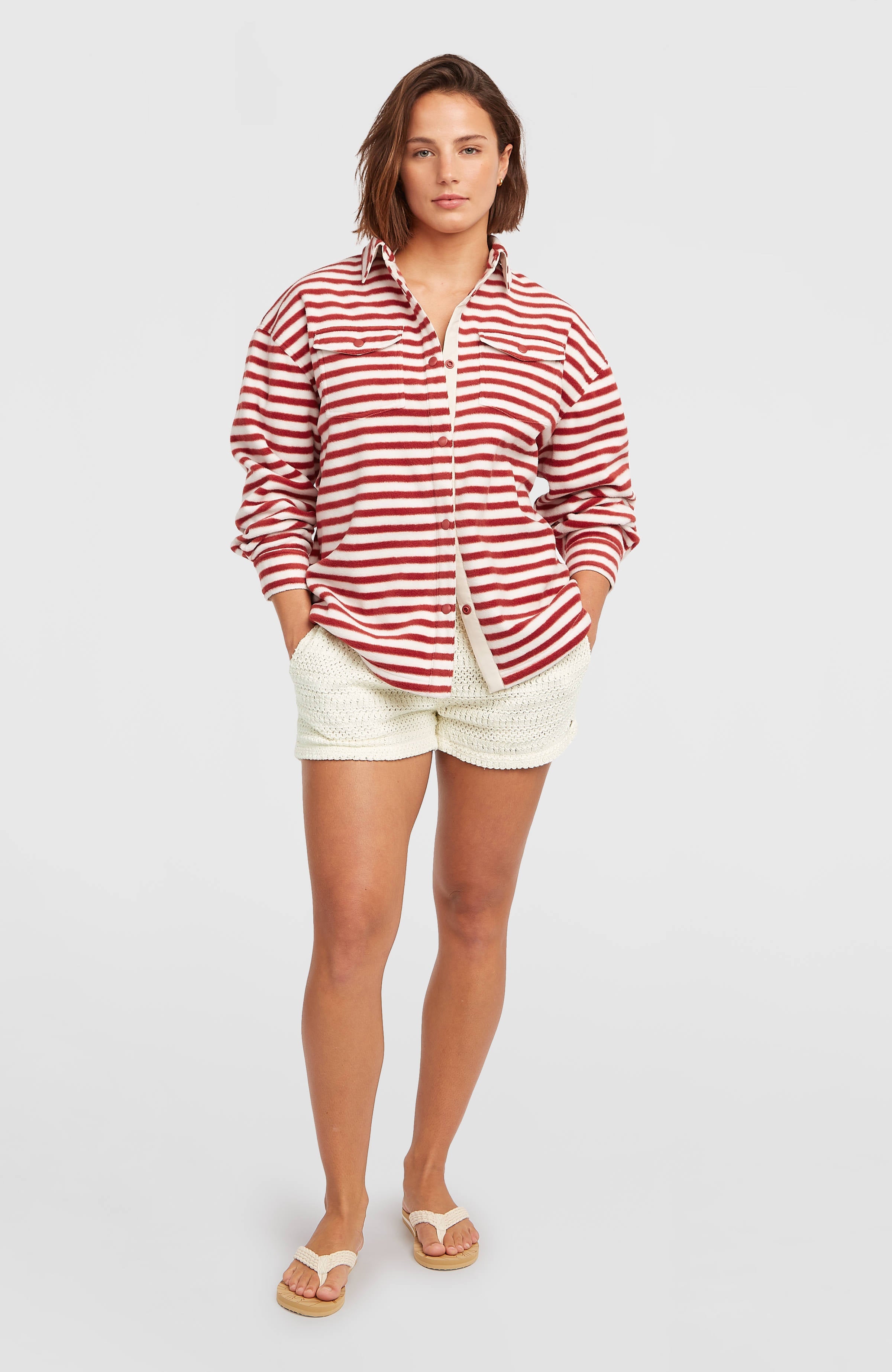 O'Riginals Superfleece Shirt White/Red Originals Stripe