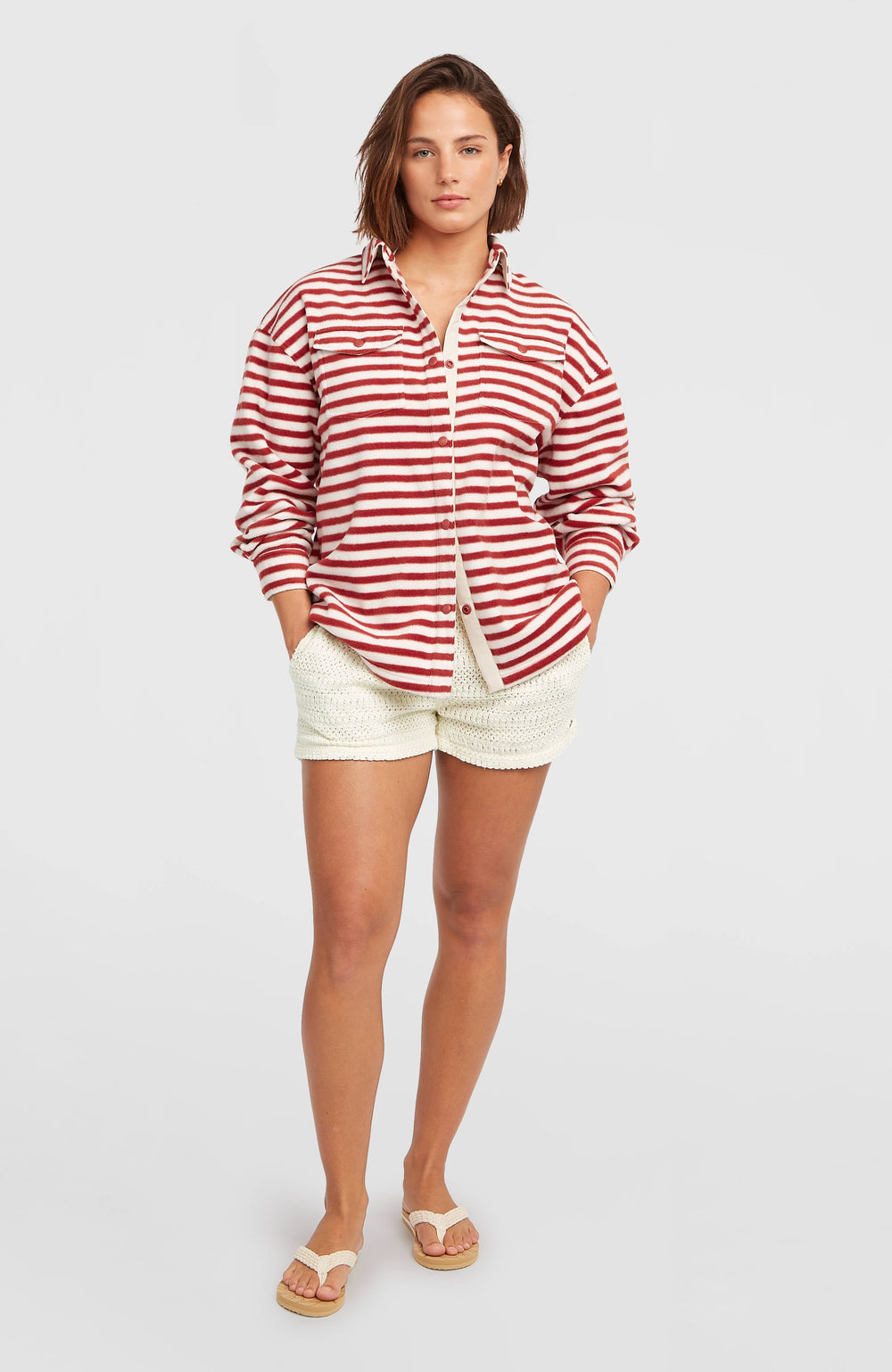 O'Riginals Superfleece Shirt White/Red Originals Stripe