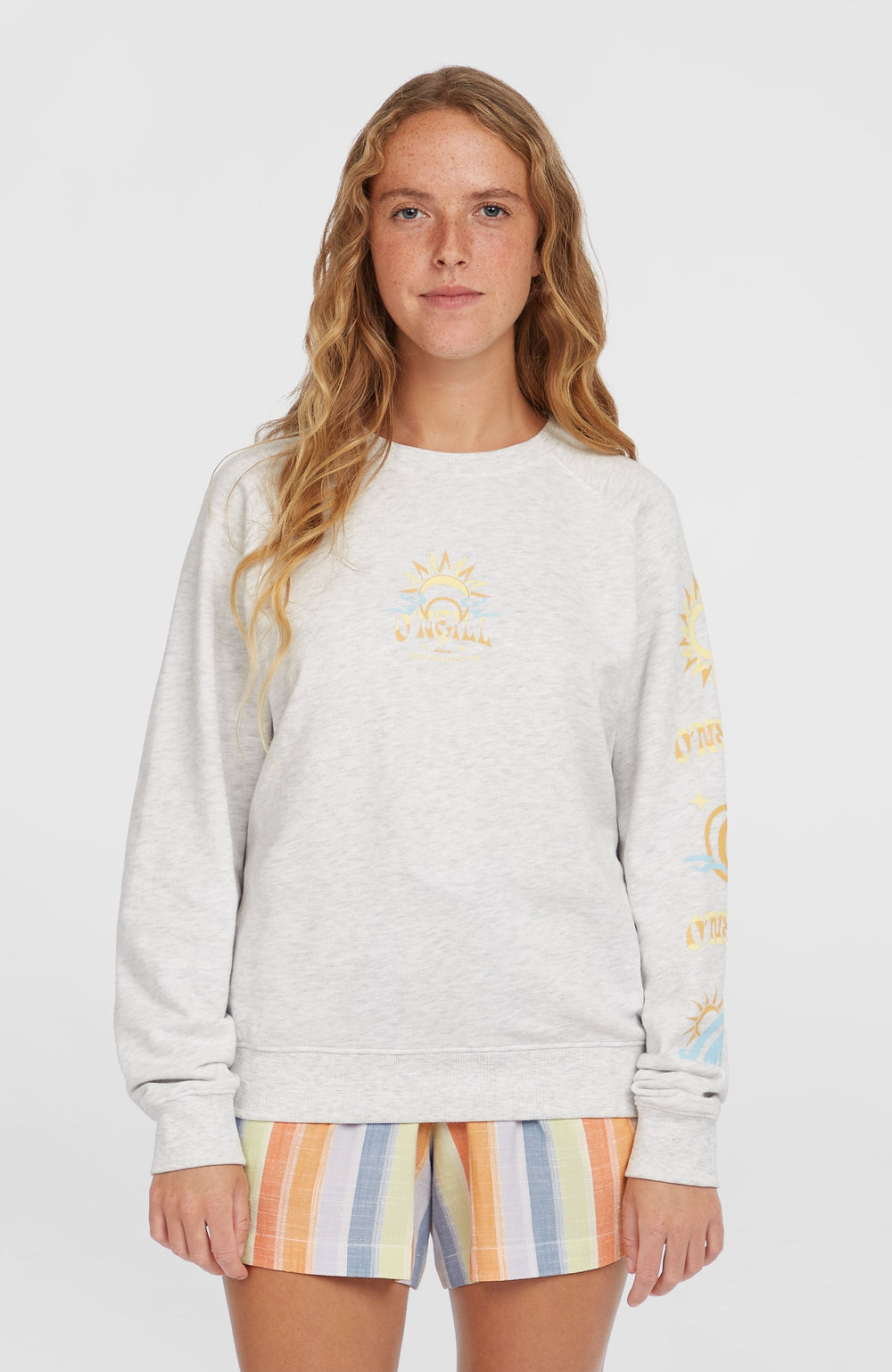 Beach Vintage Crew Sweatshirt White Melange