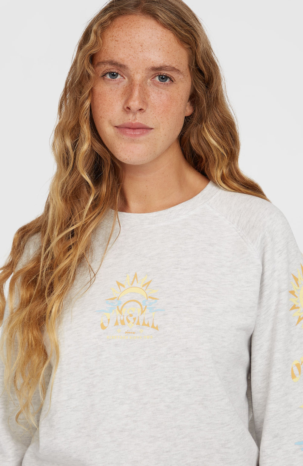 Beach Vintage Crew Sweatshirt White Melange