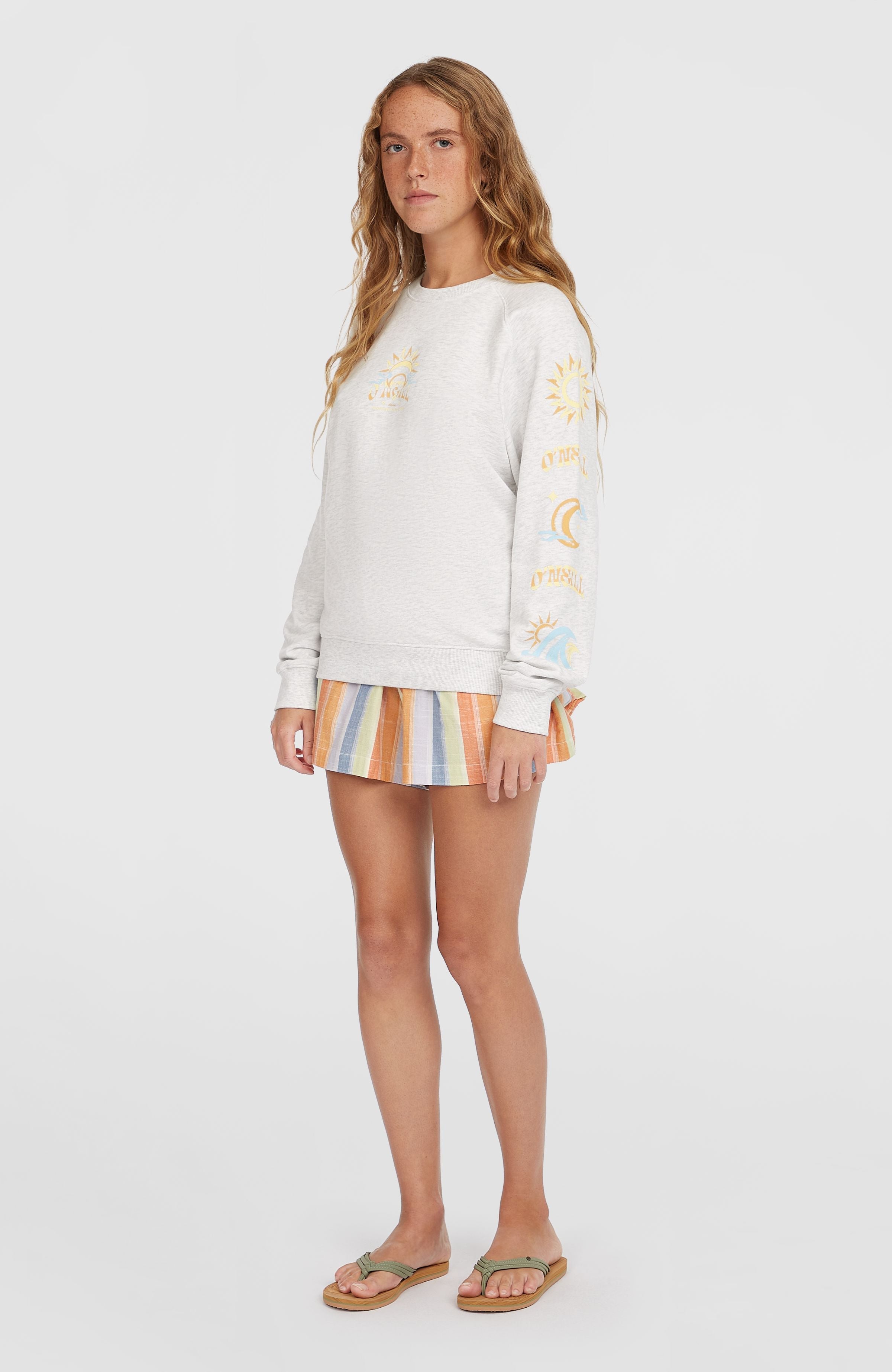 Beach Vintage Crew Sweatshirt White Melange