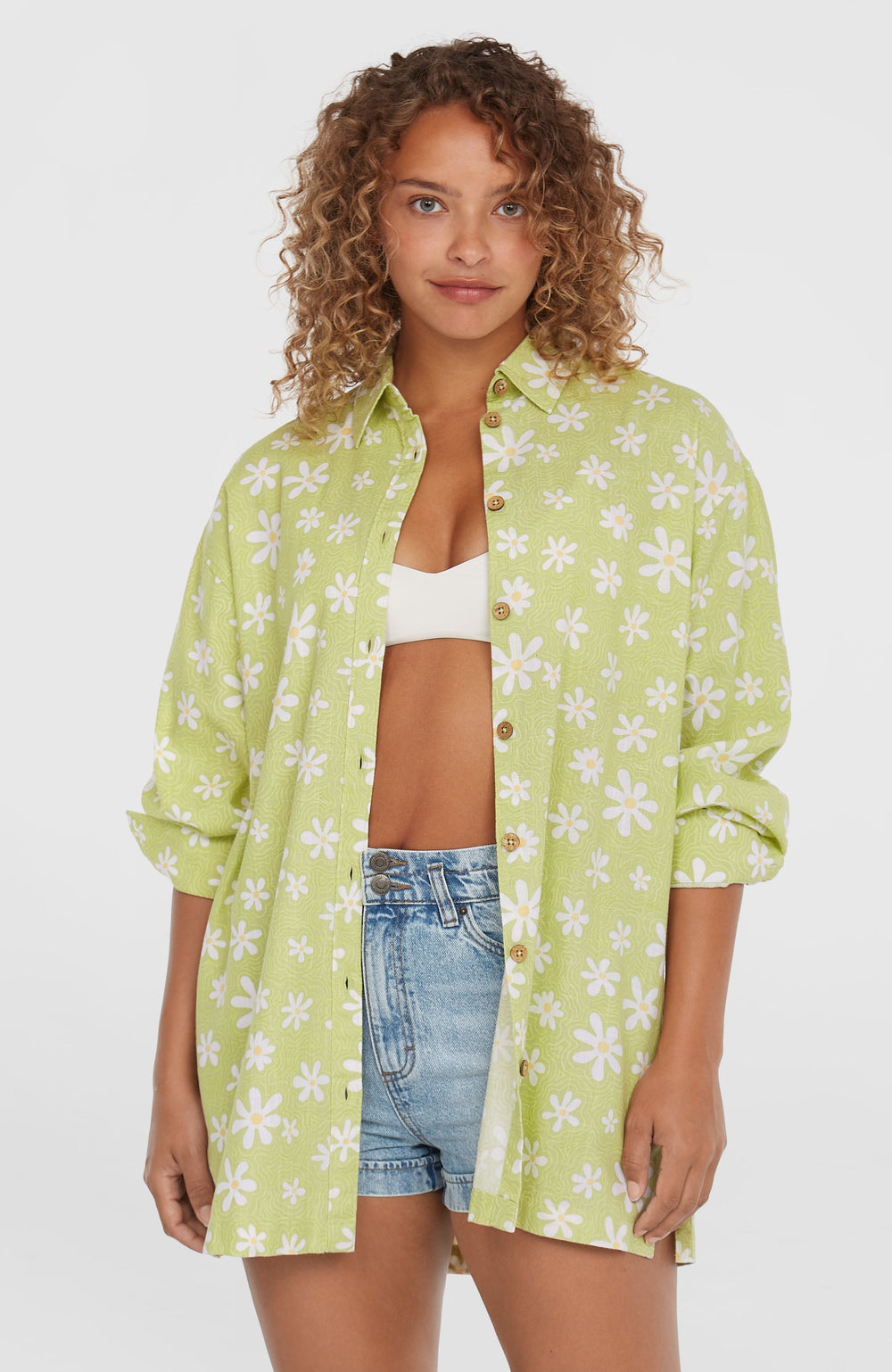 Beach Vintage Long Shirt Green Daisyline