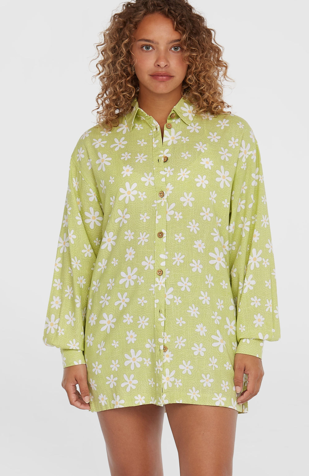 Beach Vintage Long Shirt Green Daisyline