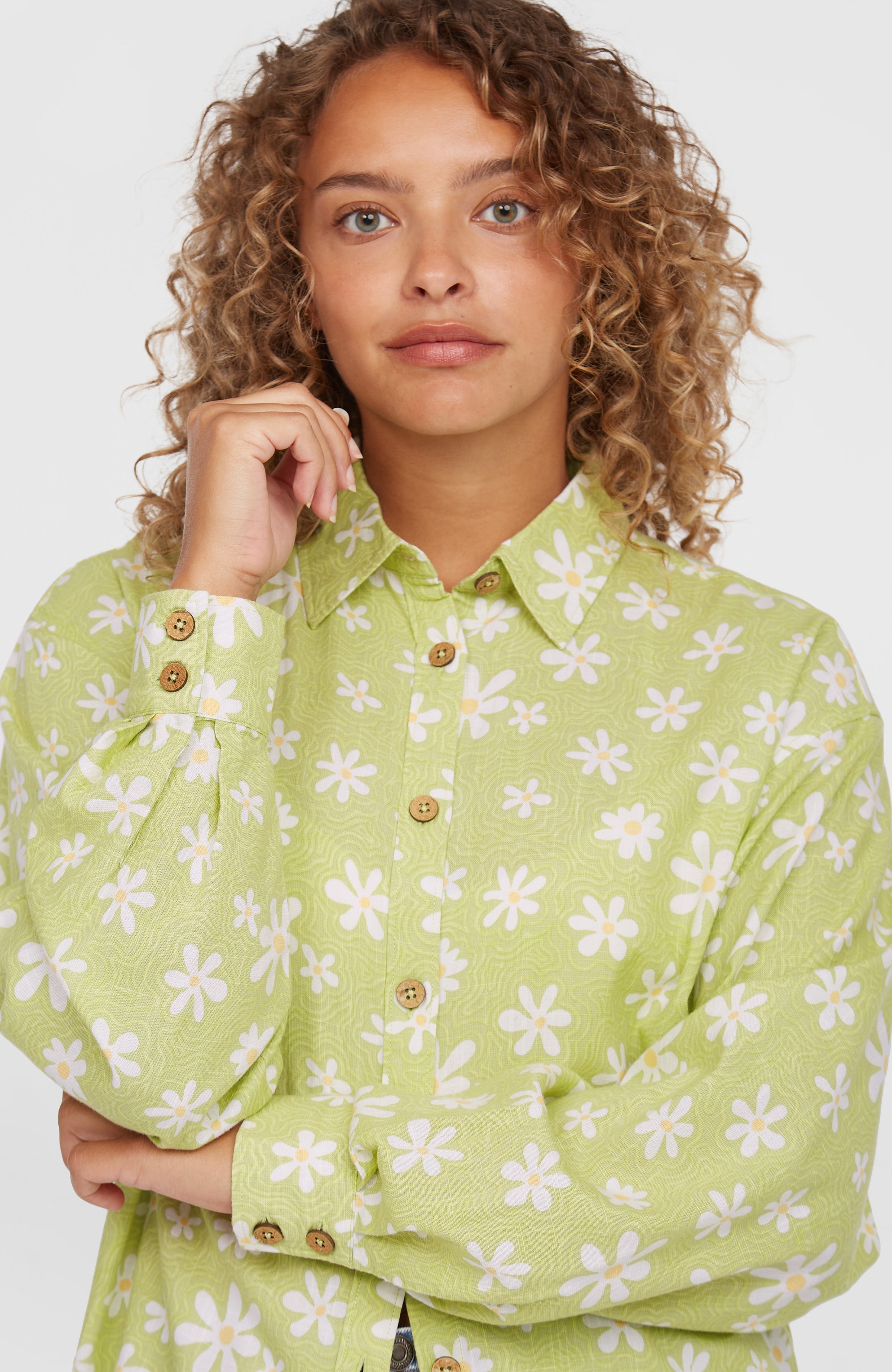 Beach Vintage Long Shirt Green Daisyline