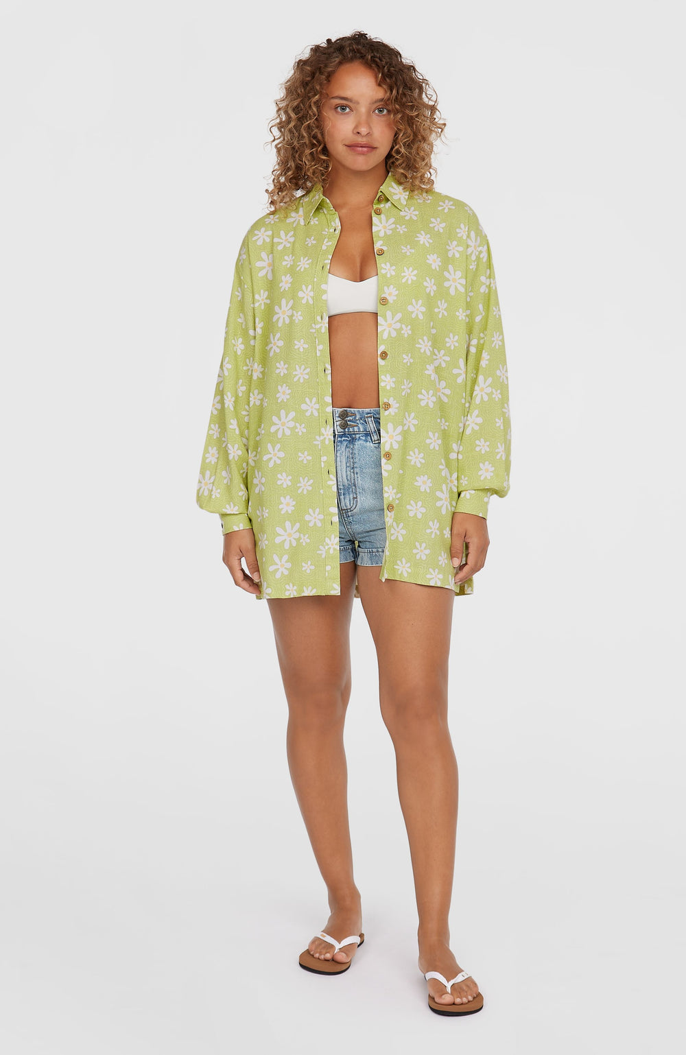 Beach Vintage Long Shirt Green Daisyline
