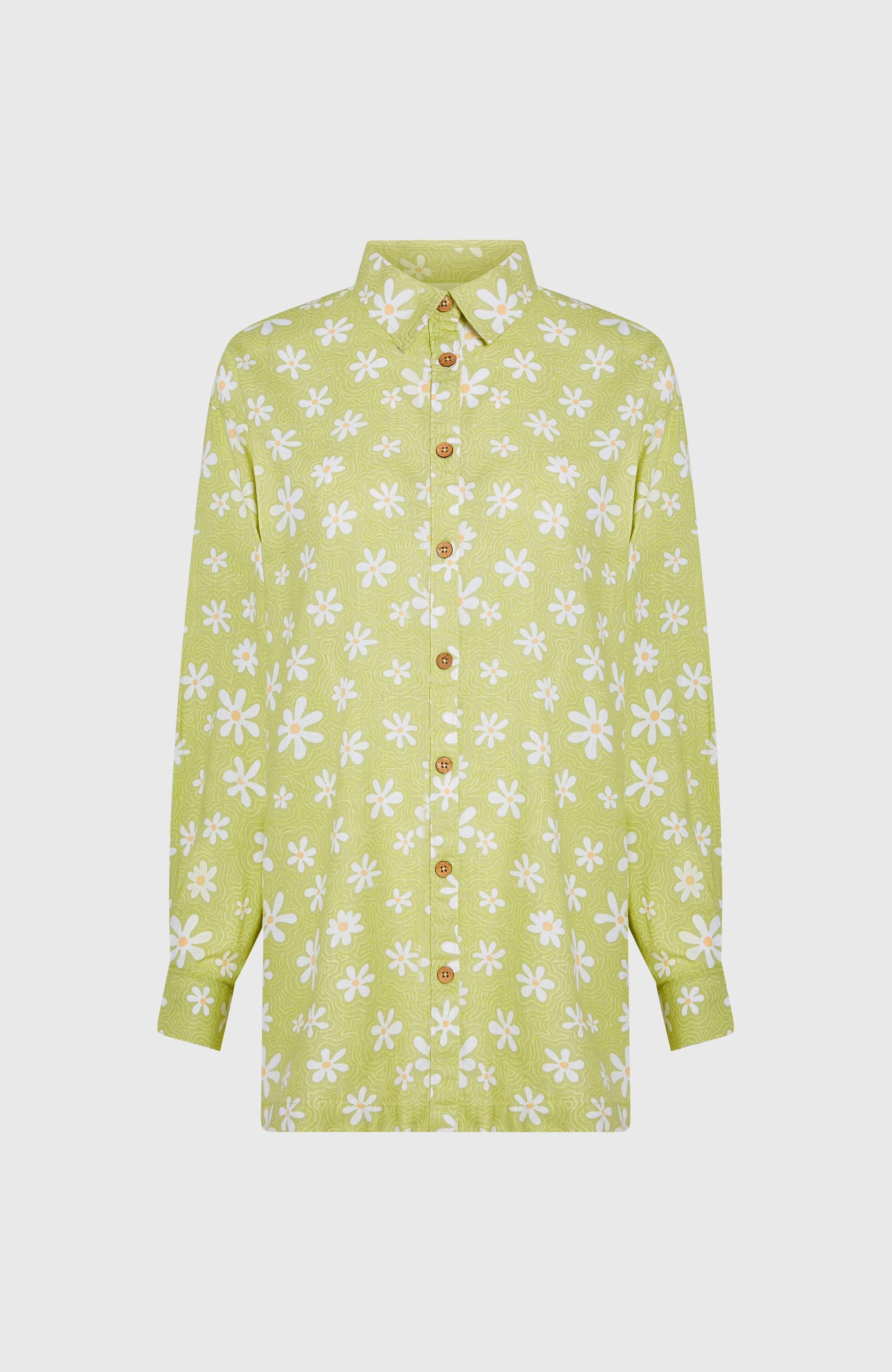 Beach Vintage Long Shirt Green Daisyline