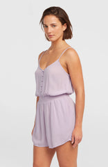 Thin Strap Buttoned Romper Pale Lavender