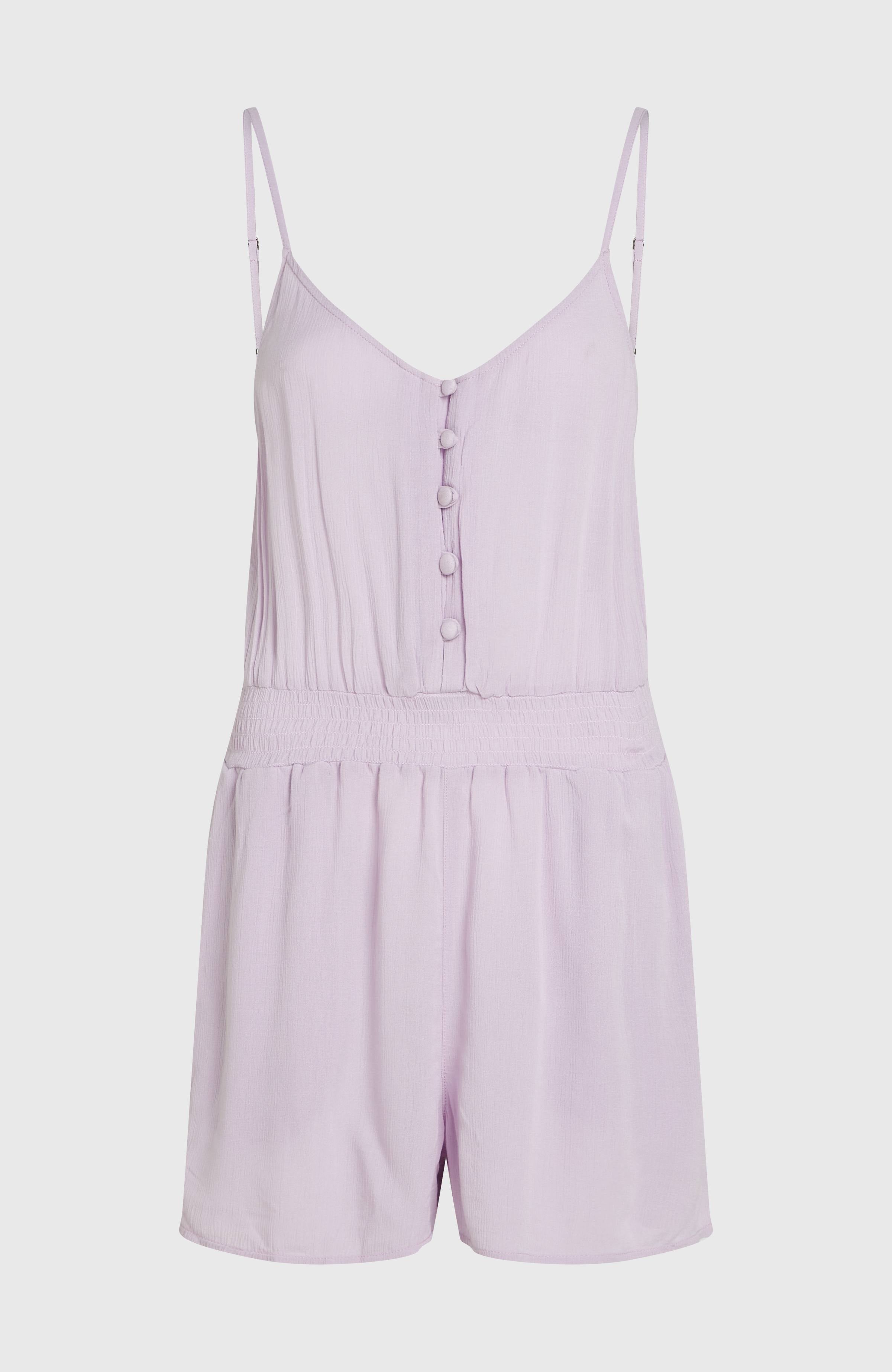 Thin Strap Buttoned Romper Pale Lavender