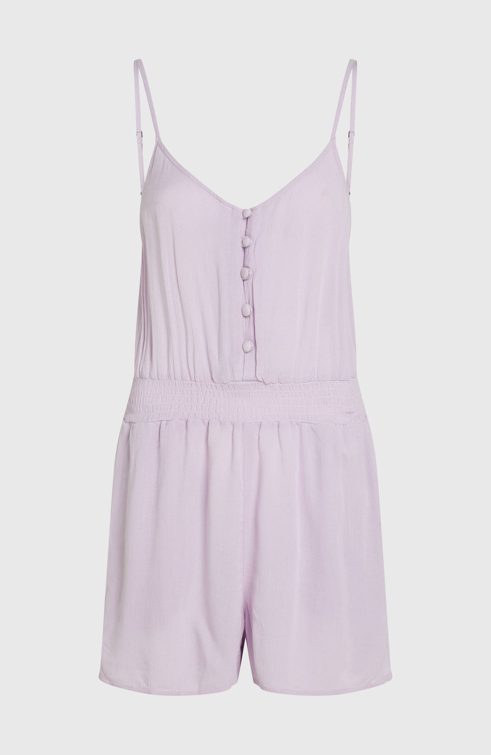Thin Strap Buttoned Romper Pale Lavender