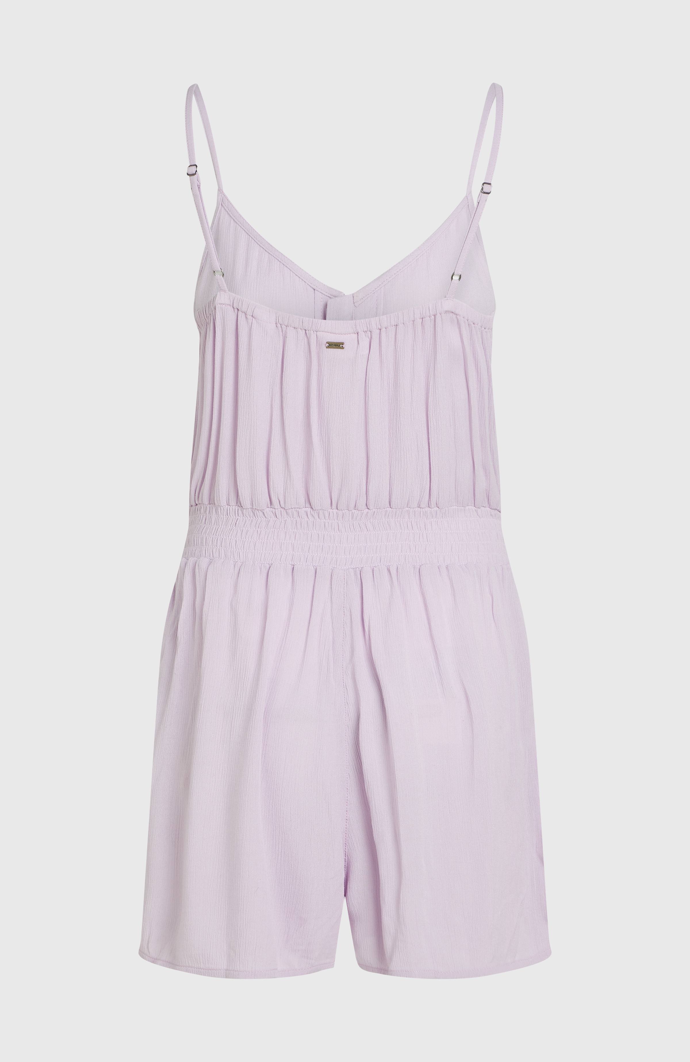 Thin Strap Buttoned Romper Pale Lavender
