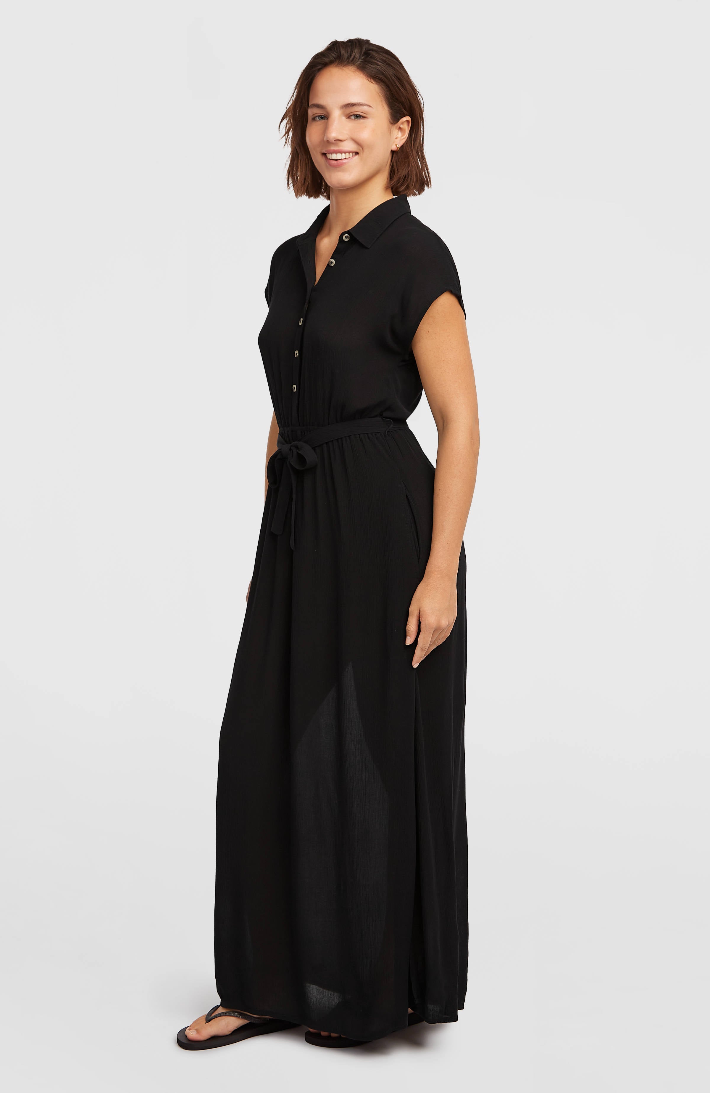 Lori Maxi Shirt Dress Black Out