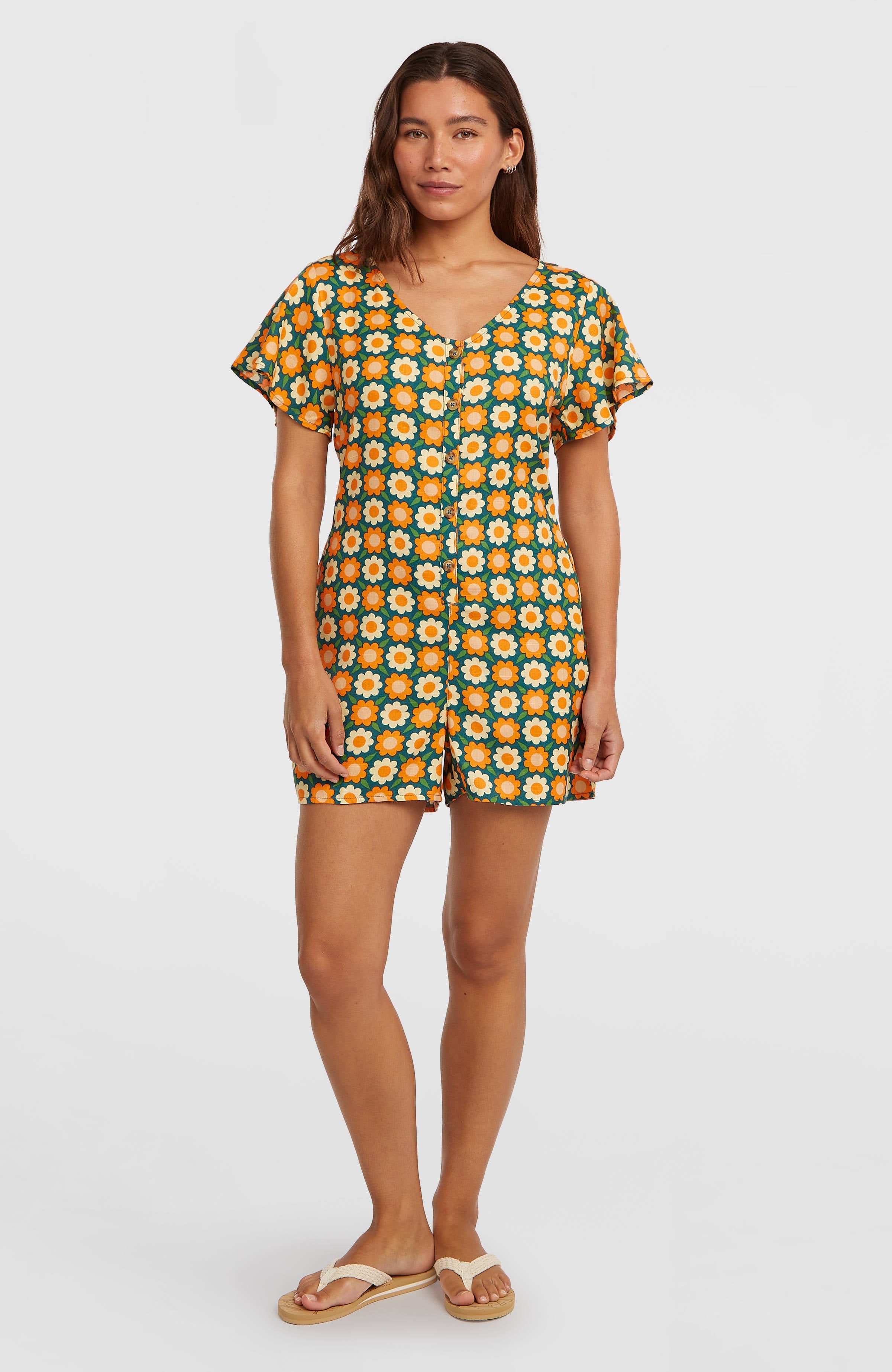 O'Riginals Playsuit Green Retro Flower