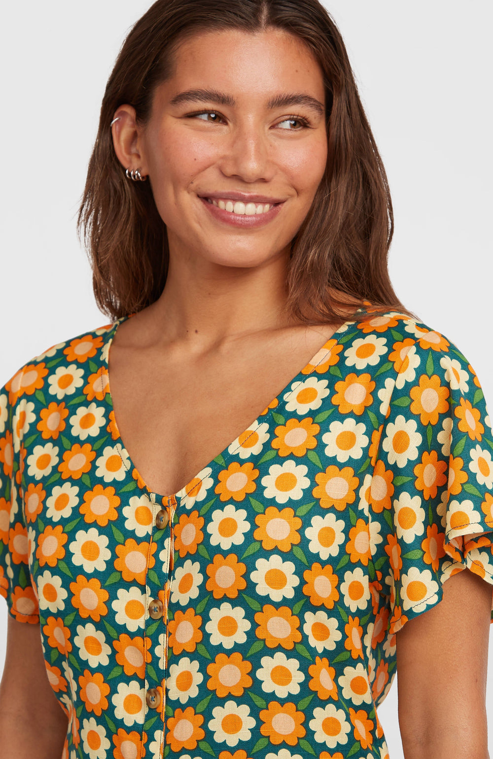 O'Riginals Playsuit Green Retro Flower