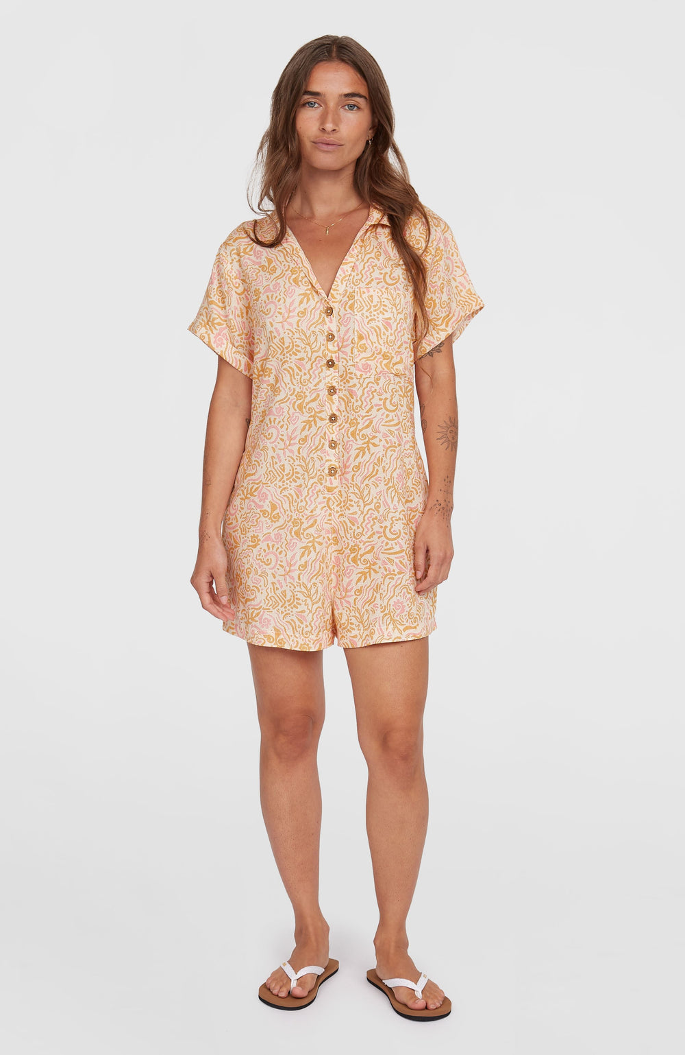 Women of the Wave Romper White Abstract Wave