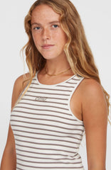 Jess Midi Rib Dress White Yarn Dye Stripe